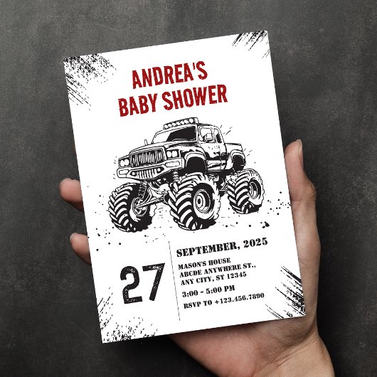 Invitation Baby shower routier monstre de camion