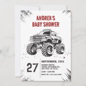 Invitation Baby shower routier monstre de camion (Devant)