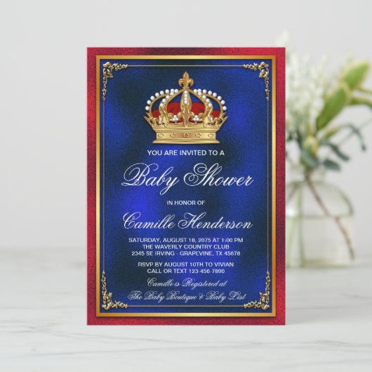 Invitation Baby shower royal (Debout devant)