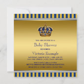 Invitation Baby shower royal bleu et or (Dos)