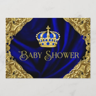 Invitation Baby shower Royal Blue and Gold Crown
