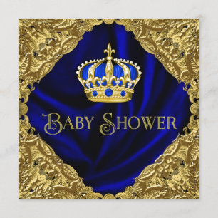 Invitation Baby shower Royal Blue and Gold Crown