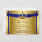 Invitation Baby shower Royal Blue and Gold Crown Prince (Dos)