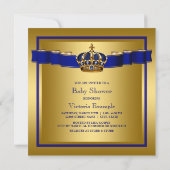 Invitation Baby shower Royal Blue and Gold Crown Prince (Dos)