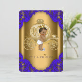 Invitation Baby shower Royal Blue and Gold Ethnic Prince (Debout devant)