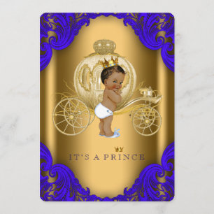 Invitation Baby shower Royal Blue and Gold Ethnic Prince