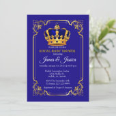 Invitation Baby shower Royal Blue et Gold Prince (Debout devant)