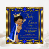 Invitation Baby shower Royal Blue Gold Afro Prince
