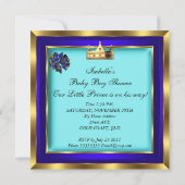 Invitation Baby shower Royal Blue Gold Boy prince 2 (Dos)