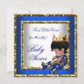 Invitation Baby shower Royal Blue Gold Boy prince 2 (Devant)