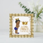Invitation Baby shower Royal Blue Gold Ethnic Prince (Debout devant)