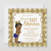 Invitation Baby shower Royal Blue Gold Ethnic Prince (Dos)