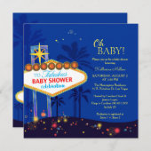 Invitation Baby shower Royal Blue Las Vegas (Devant / Derrière)