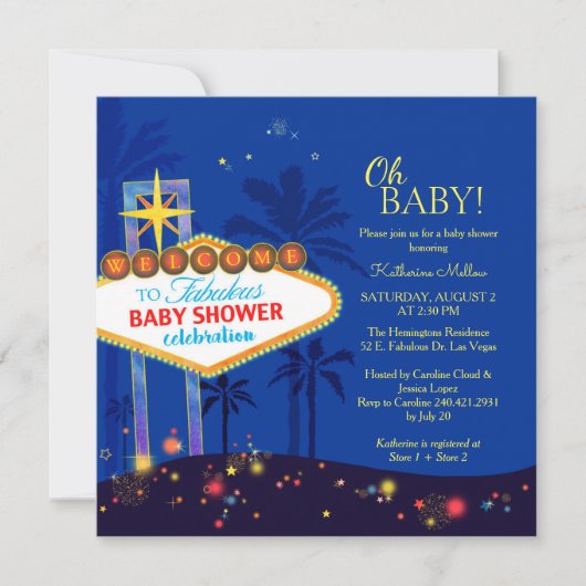Invitation Baby shower Royal Blue Las Vegas (Devant)
