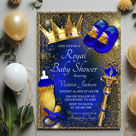 Invitation Baby shower Royal Blue Prince