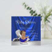 Invitation Baby shower Royal Blue Silver Shoe (Debout devant)