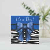 Invitation Baby shower Royal Blue Zebra (Debout devant)