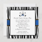 Invitation Baby shower Royal Blue Zebra (Dos)