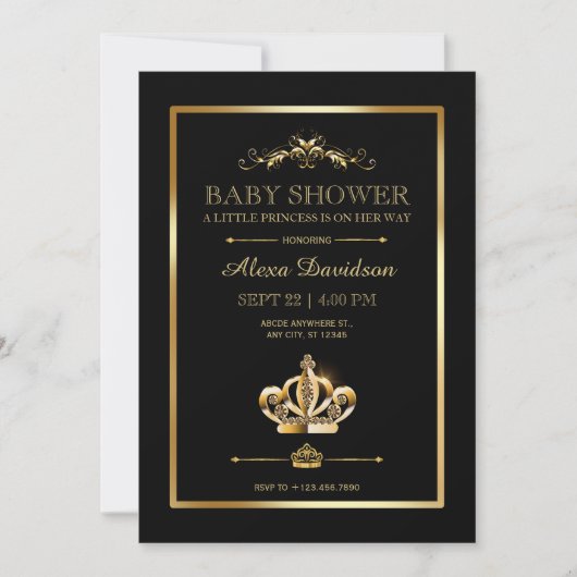 Invitation Baby shower Royal Crown Princess (Devant)