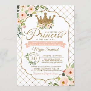 Invitation Baby shower royal de Little Princess Gold Floral