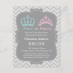 Invitation Baby shower royal de prince ou de princesse Gender