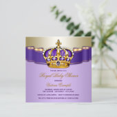 Invitation Baby shower Royal des filles Purple Gold (Debout devant)