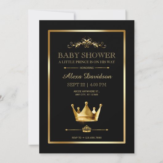 Invitation Baby shower royal du prince héritier (Devant)