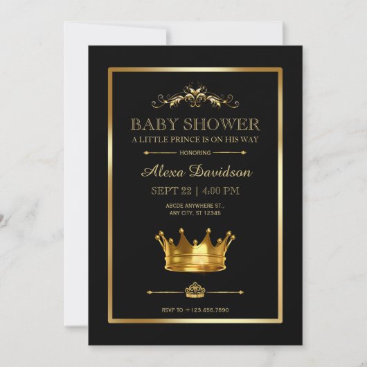 Invitation Baby shower royal du prince héritier (Devant)
