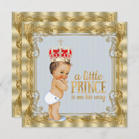 Invitation Baby shower Royal Prince Bleu Bleu Bleu (Devant / Derrière)