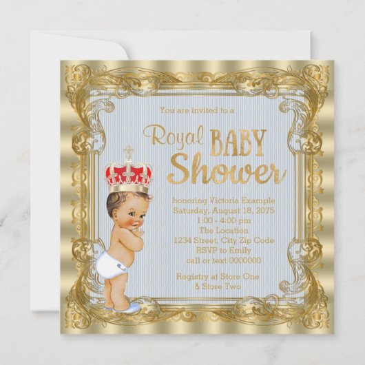 Invitation Baby shower Royal Prince Bleu Bleu Bleu (Dos)