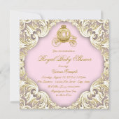 Invitation Baby shower Royal Princess de transport rose et or (Dos)