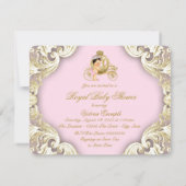 Invitation Baby shower Royal Princess de transport rose et or (Dos)