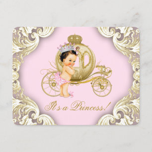 Invitation Baby shower Royal Princess de transport rose et or