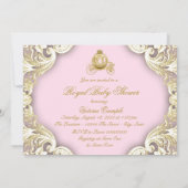 Invitation Baby shower Royal Princess de transport rose et or (Dos)