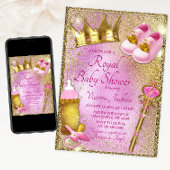 Invitation Baby shower Royal Princess Pink Gold