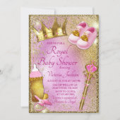 Invitation Baby shower Royal Princess Pink Gold (Devant)