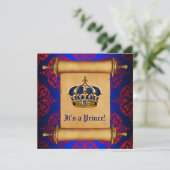 Invitation Baby shower Royal Red et Blue Prince (Debout devant)