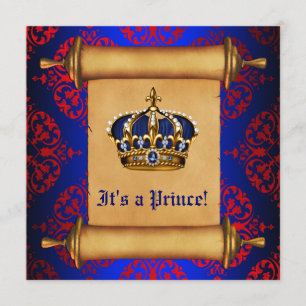 Invitation Baby shower Royal Red et Blue Prince