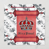 Invitation Baby shower Royal Red Prince (Devant / Derrière)