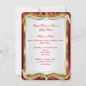 Invitation Baby shower Royal Regal Red Gold Crown (Dos)