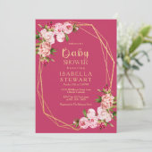 Invitation Baby shower royal rose chaud rose pâle (Debout devant)