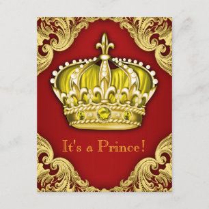 Invitation Baby shower royal rouge et or