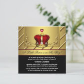 Invitation Baby shower royal rouge et or (Debout devant)