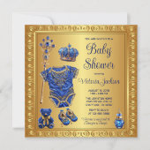 Invitation Baby shower royal Royal Blue Gold Prince (Devant)