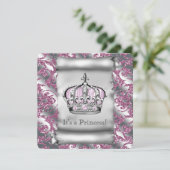 Invitation Baby shower royal royal rose princesse (Debout devant)