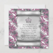 Invitation Baby shower royal royal rose princesse (Dos)