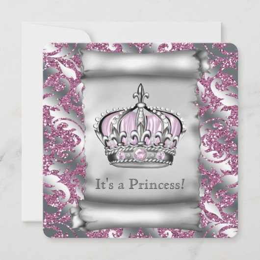 Invitation Baby shower royal royal rose princesse (Devant)