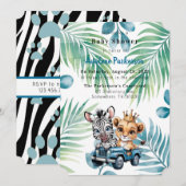 Invitation Baby shower Royal Safari Ride Boy (Devant / Derrière)