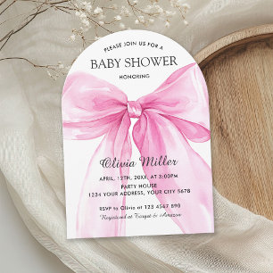 Invitation Baby Shower Ruban Arc-en-ciel Rose