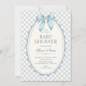 Invitation Baby shower ruban bleu classique (Devant)
